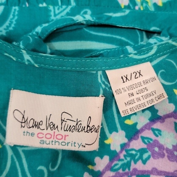 DIANE VON FURSTENBERG Vintage Paisley Maxi Dress size 1X/2X - Picture 12 of 13